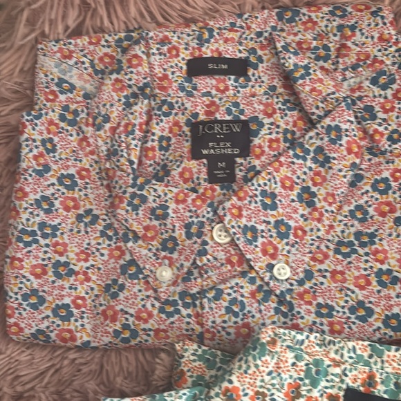 J. Crew Casual Floral Button Down Shirt Pink Salmon - Picture 2 of 7
